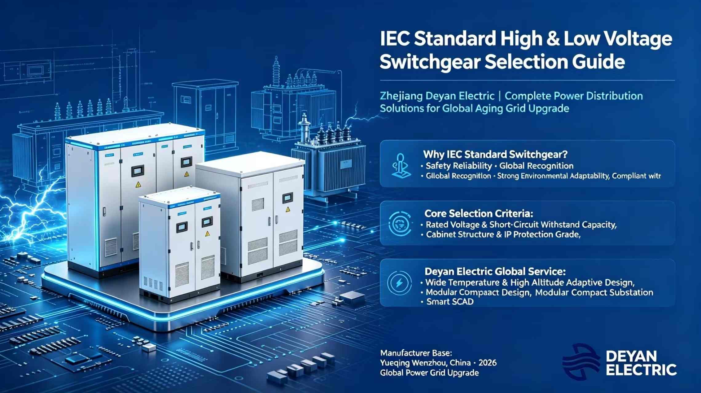 IEC szabványos nagy- és kisfeszültségű kapcsolóberendezés-kiválasztási útmutató: Zhejiang Deyan Electric – Teljes körű áramelosztási megoldások az öregedő hálózatfrissítéshez világszerte